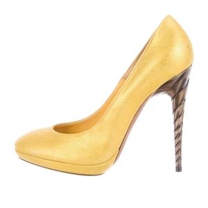 NINA Ricci 37.5 Yellow Metallic Heels Pumps